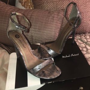Michael Antonio Women’s ankle wrap pewter shoes